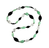 Chrysoprase, Rock cristal, Onyx and Jais Necklace